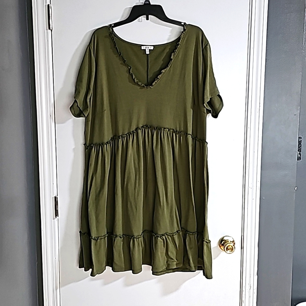 AUW Short sleeve green dress 3X